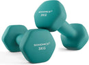 SONGMICS dumbbells set 2x3 kg dumbbell set short dumbbells hexagon neoprene coating