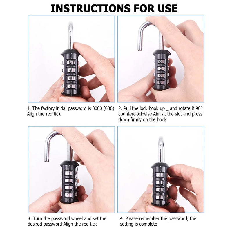 1 Pack 4 Digit Combination Lock, Locker Lock, Padlock Outdoor Indoor, Waterproof Design, for School, Gym Or Sports Locker, Toolb