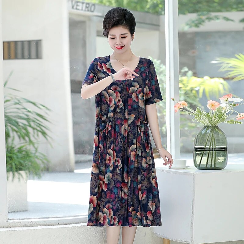 2023 New Loose Summer Dress High Quality Vintage Dress Casual Women Midi Dress Summer Clothes For Women