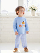 Adorable Infant Baby Halloween Costume Ghost Print Romper Jumpsuit with Hat 2 Piece Set for Boys and Girls