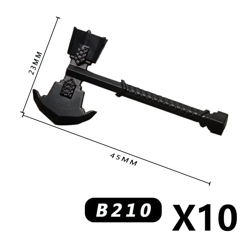 Medieval MOC Weapon Figure Accessories Building Blocks Soldiers Sword Shield Bow Arrow Trident Hammer Axe Spear Brick Kid Toy