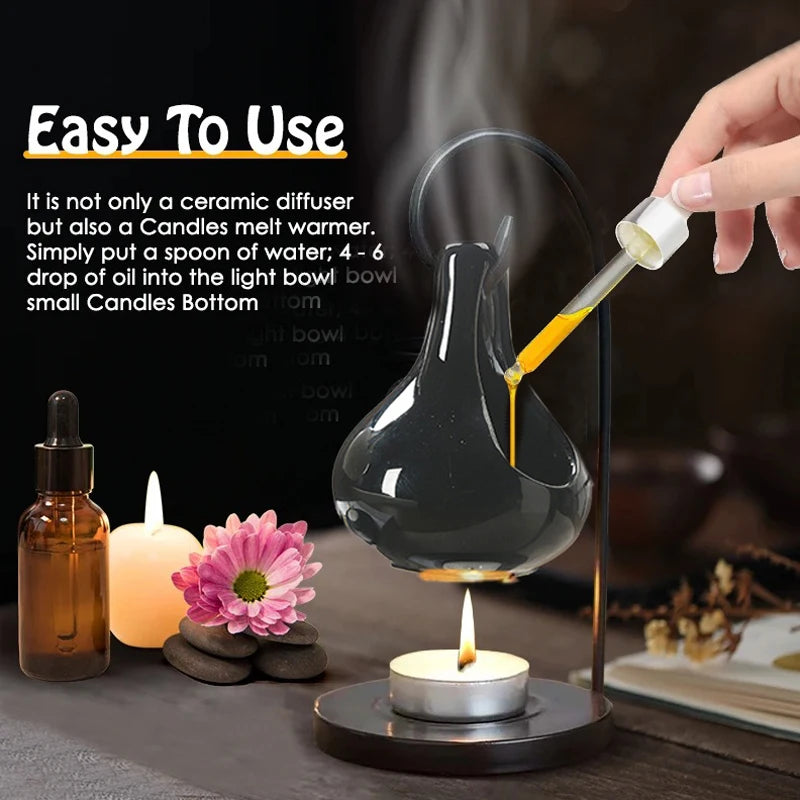 Ceramic Essential Oil Burner Melt Gifts Furnace Warmer Tealight Candles Holder Diffuser For Living Room Housewarming Home Decor