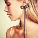 Black White Rhinestone Bow Knot Long Chain Dangle Earrings for Women Fashion Jewelry Bohemian Collection Earrings Accessories