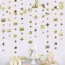 Gold 30th Happy Birthday Party Paper Banners Decorations Number 30 Year Old Circle Dots Twinkle Star Garlands Hanging Backdrops