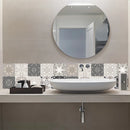 10Pcs Waterproof PVC Self-Adhesive Tile Stickers Grey Retro 3D Tiles Wall Stickers Bathroom Kitchen Living Room Wall Decoration