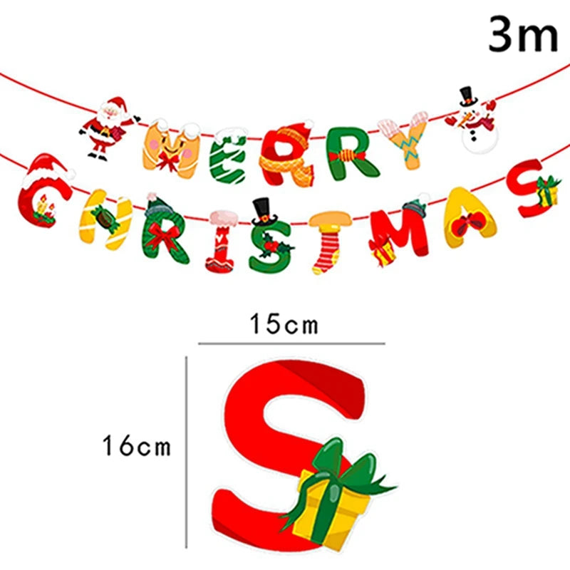 Merry Christmas Balloon Santa Claus Christmas Tree Elk Banner Ornaments Christmas Party Decorations For Home 2024 Xmas Pendants