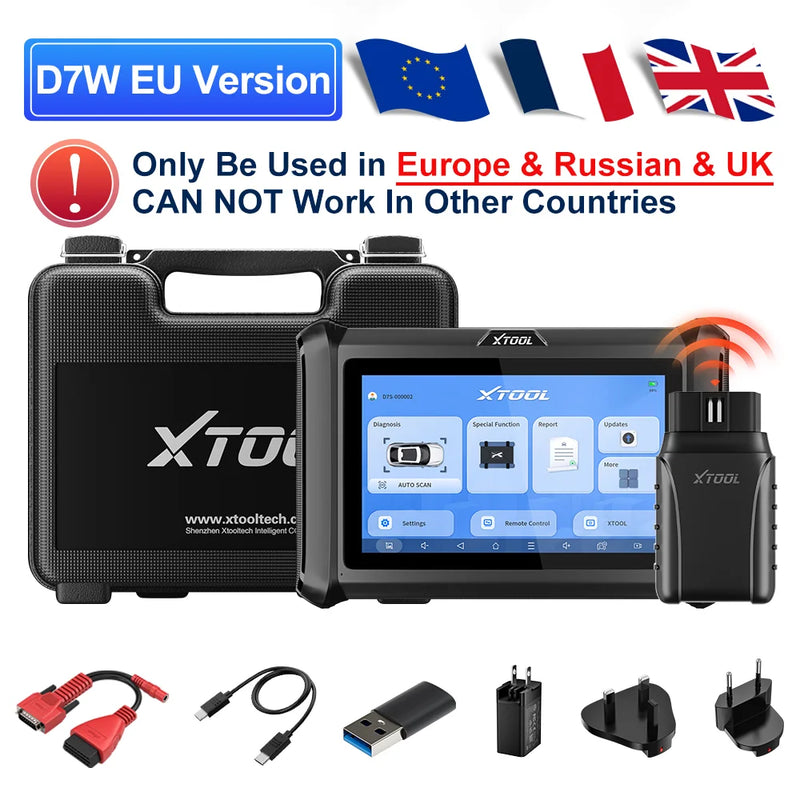 XTOOL D7W D7 BT Bluetooth Diagnostic Tool All System Car Automotive Scanner ECU Coding Bidirectional 39 Resets CANFD DOIP FCA