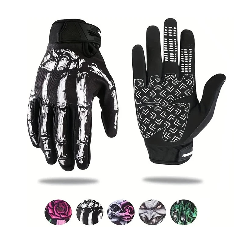 1Pair Full Finger Cycling Gloves Touch Screen Motorcycle Gloves Ghost Claw Joker Skull Gloves For Mountain Bike and Riding