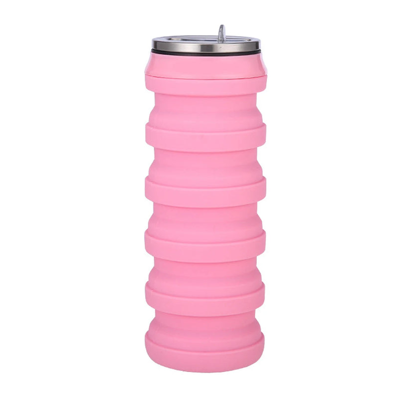 Leeseph Collapsible Water Bottle Silicone Folding Cup Canned Foldable Leakproof Sports Water Bottle-480ML