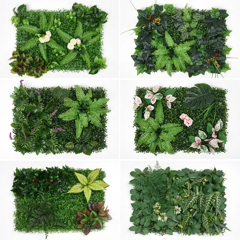 DIY Plastic Artificial Green Plants Wall Wedding Party Decoration Window Backdrop Photo Prop Christmas Flower Wall Customized