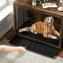 Large Elevated Dog Crate Wooden Dog Kennel Cage Pet House End Table with Double Door and Removable Tray Rustic Furniture Indoor