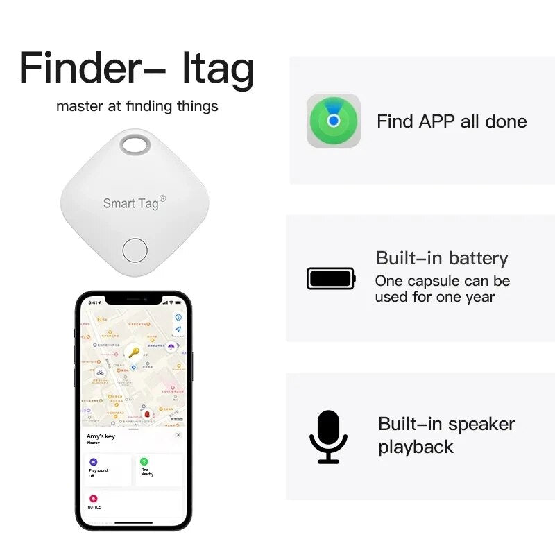 For Apple Find My Mini Smart Tracker GPS Reverse Track Lost Mobile Phone Pet Children IOS System Smart Air Tag Smart Tag