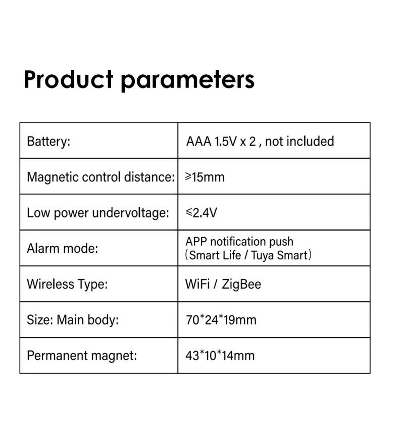 1/2/3/4/6/8pcs Aubess Tuya WiFi/ Smart Door Smart Home Wireless Door Open/Closed Protection Alarm System Smart Life APP