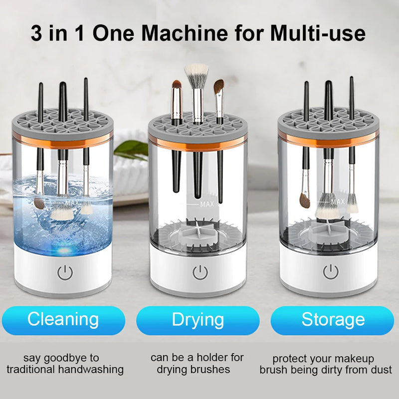 Makeup Brush Cleaner Electric Automatic Makeup Brush Cleanser Portable 3 In 1 Cosmetic Cleaner Electric Automatic Makeup Machine