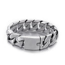 Fongten Cuban Chain Bracelet For Men Shiny Matte Stainless Steel Heavy Male Bracelets Bangle Silver Color Curb Jewelry