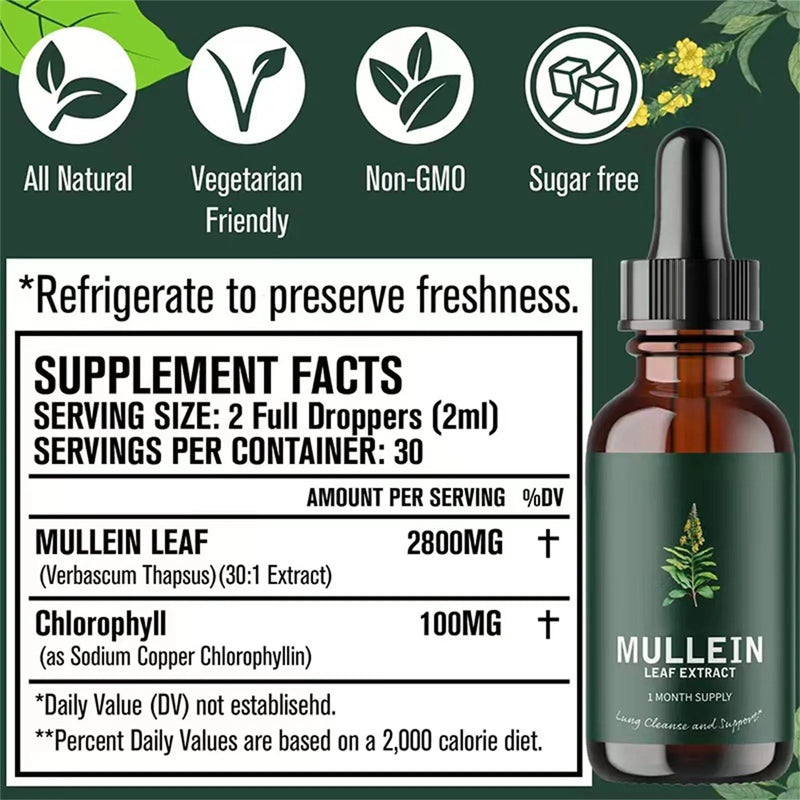 Mullein Leaf Extract - Support Nose Cleanse & Respiratory Function For Healthy Breathing - Natural Supplement-30ml