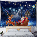 Christmas Tapestry Wall Hanging Winter Night Snowflake Elk Santa Claus Hanging Fireplace Blanket Gift Home Wall Decorations