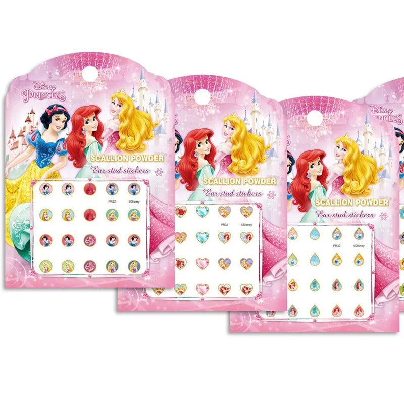 Disney Princess Earring Stickers Girl Makeup Toy  Frozen Sofia Mermaid Ear Stickers