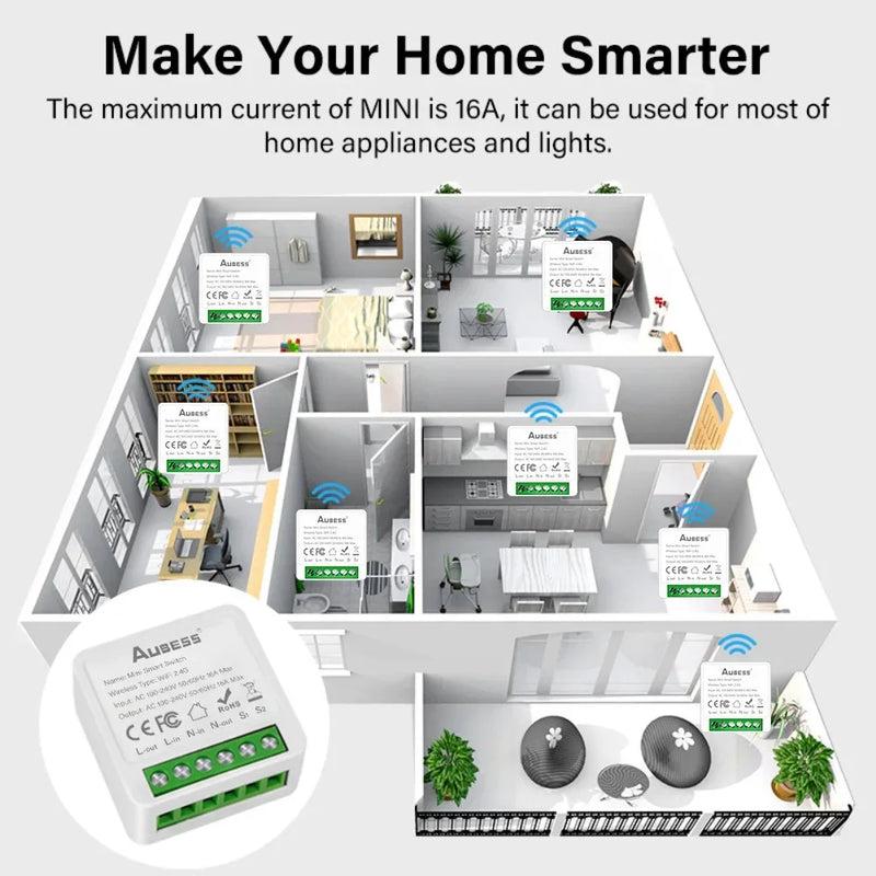 16A Wifi Smart Switch DIY Light Mini Switches 2 Way Control Wireless Smart Home Breaker With Alexa Google Home Cozylife Xiao Ai