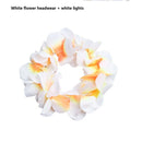 1pcs White Hawaiian Leis Masquerade Beach  Tropical Glow Party Light Up Flower Necklace Headband with LED Light Wedding Festival