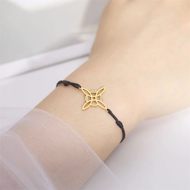 Witch Knot Charm Bracelet for Women Men Stainless Steel Chain Bracelets Witchcraft Amulet Paganism Jewelry Mothers Day Gift