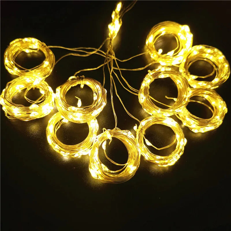 USB Festoon LED String Light 8 Mode Remote Christmas Fairy Garland Curtain Light Decor For Home Holiday Decorative New Year Lamp