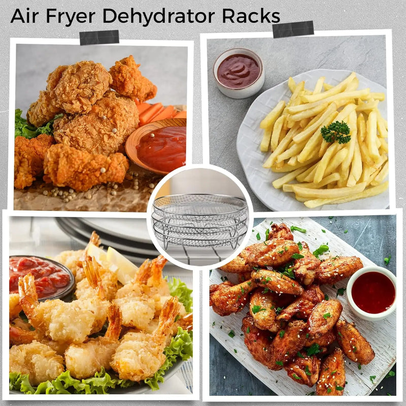 8 inch Air Fryer Racks, Air Fryer Universal Accessories, Baking Rack,Round Stackable Grill, Fit All Airfryer 4.2Qt - 5.8Qt