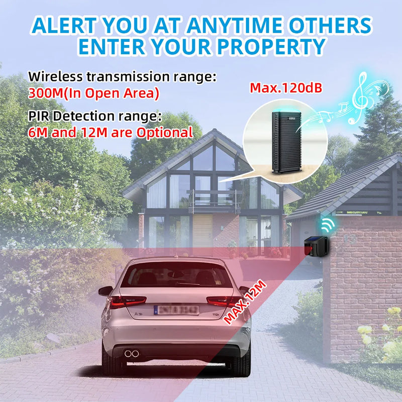 KERUI Wireless Home Alarm Solar Waterproof PIR Motion Sensor Detector Driveway Garage