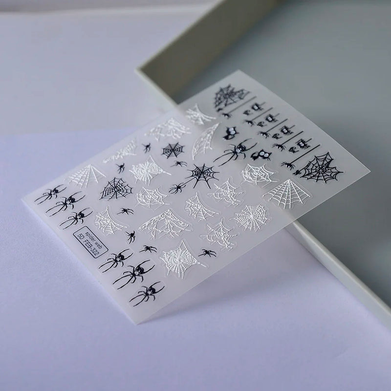 2023 Glowing In The Light Happy Festival Diy Manicure Design Self Adhesive Spider Halloween Nail Art Sticker