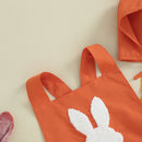 Infant Baby Girl Boy Easter Outfits Fuzzy Embroidery Sleeveless Romper with Bunny Ears Hat Set Toddlers Summer Clothes Sets
