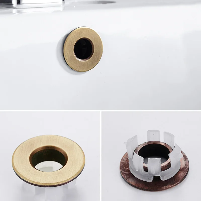 Bathroom Basin Faucet Sink Overflow Cover Brass Six-foot Ring Insert Replacement Hole Cover Cap Chrome Trim Bathroom Accessories