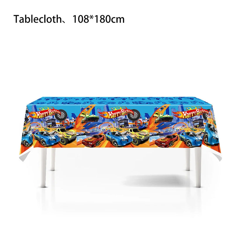 1pcs/lot Happy Birthday Party Table Cover Baby Shower Decorations Hot Wheels Theme Kids Girlss Favors Plastic Tablecloth