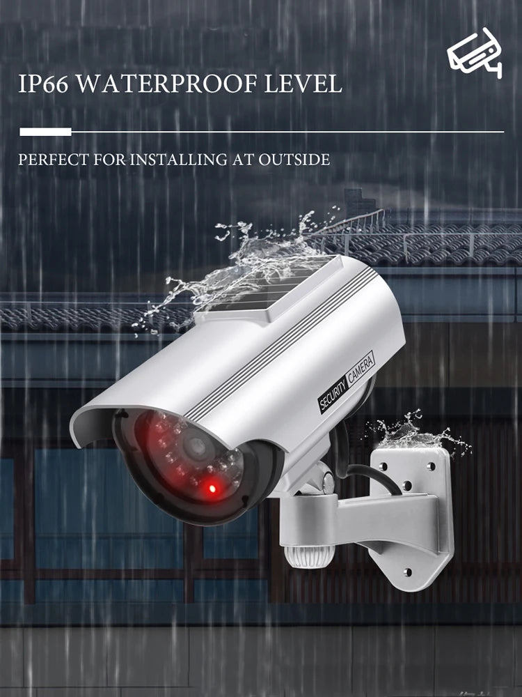 Fake CCTV Bullet Camera Solar Powered Dummy Waterproof Camera Red Flashing Led Scare The Thief Surveillance Security System