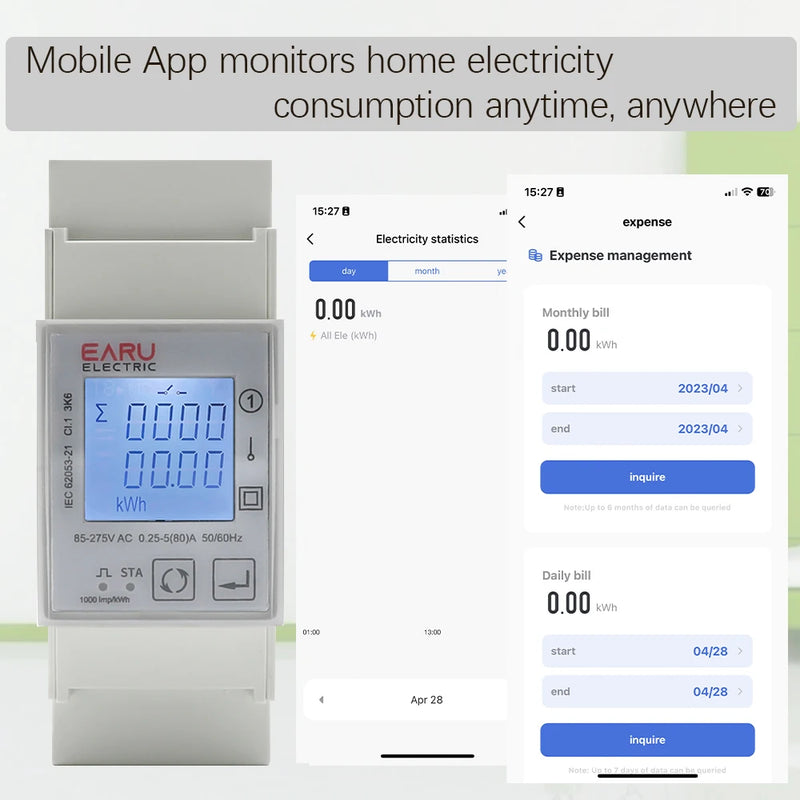 Tuya Wifi Zigbee 110V 220V 80A Smart Single Phase Two-way Bidirectional Energy Meter Timer Power Consumption Monitor KWh Meter