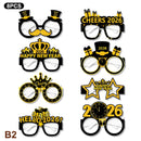 2026 New Year Paper Glasses 6/12pcs Festive New Year's Eve Party Glasses Fun Photo Props Party Eve Decoration Universal Size
