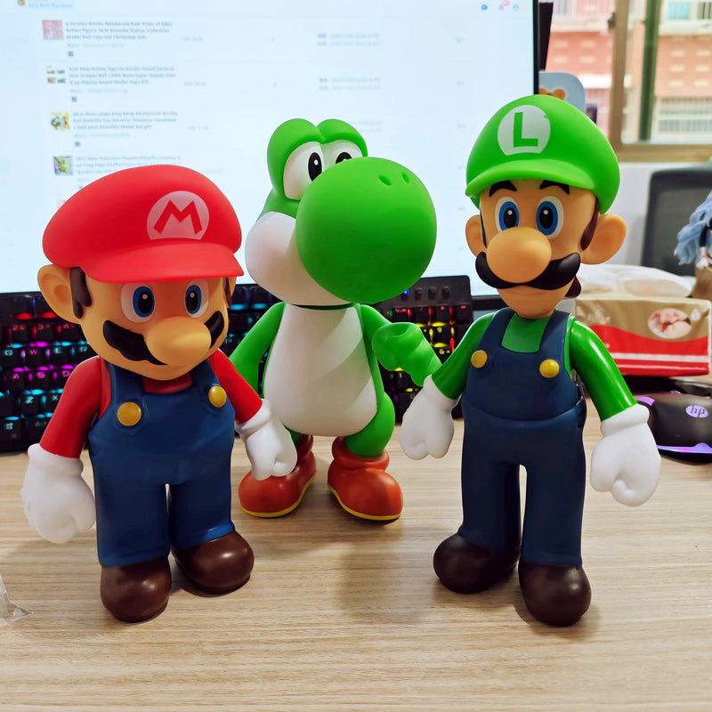 Anime Super Mario Bros Game Yoshi Bowser Luigi brother Action Figures Toy Figures kid birthday gift Model doll Christmas present