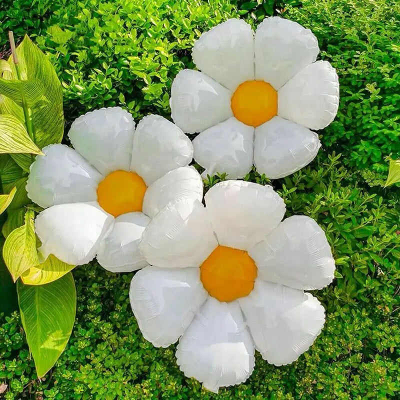 White Daisy Flower Foil Balloon Plumeria Helium Ball Wedding Kids Birthday Party Decoration Baby Shower INS Photo Props