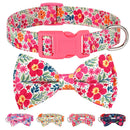 Bowknot Floral Dog Collar Nylon Flower Pet Dogs Collar Padded Puppy Collars Adjustable for Small Medium Large Dogs Pug Chihuahua