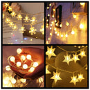 LED Snowflake Star Ball String Fairy Lights Garland Christmas Lights Decorations for Home Holiday Wedding Room Decor Waterproof
