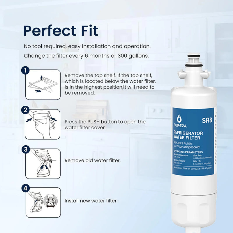 Replace LG Refrigerator Water Filter LT700P ADQ36006101 ADQ36006102 RWF1200A Kenmore 9690  LFXC24726S, LMXS27626S, 1-6 PACK