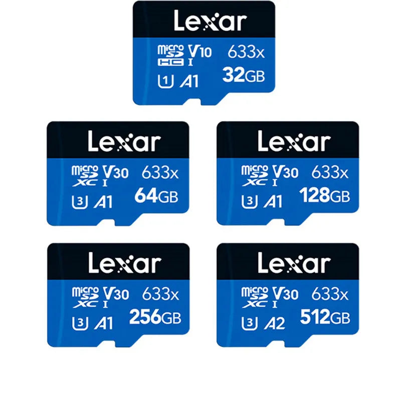 Lexar Memory Card 633x High Speed 32GB U1 V10 A1 Class 10 UHS-I 64GB 128GB 256GB 512GB Micro SD Card V30 U3 TF Card