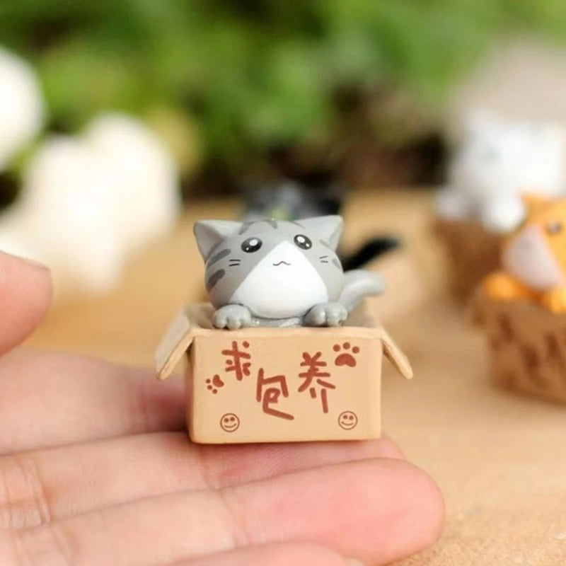 1/4 Kawaii Mini Cat Ornament Garden Kitten Statue Gift for Kids Children Baby Room Decoration Toy Miniature Figurines Home Decor