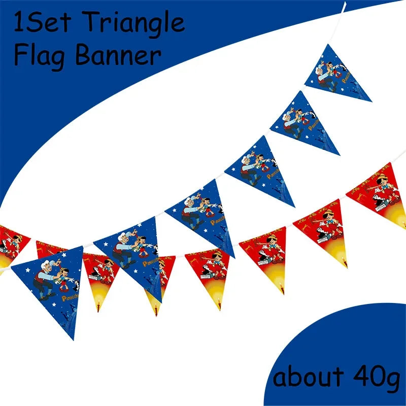 The Adventures of Pinocchio Happy Birthday theme favor party supplies Party Paper  Plate Straw Gift Bag Banner Flag Baby Shower