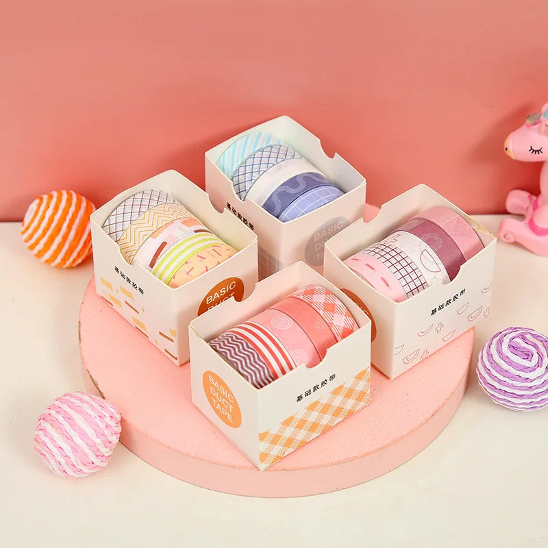 5pcs/box Solid Color Washi Tape Set for DIY Scrapbooking Decor Junk Journal Collage Photo Album Masking Tape Stationery