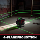 YEVOLT Laser Level Green Beam 4-Plane 16-Line Self-leveling 360 3D Ground-Hugging Horizontal & Vertical Tile Measuring Tools