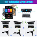 ESSGOO Android 14 4+64G Carplay Car Stereo Radio 1 DIN 10.1" Rotatable Screen GPS NAVI RDS w/ Microphone Knob Colorfull Button