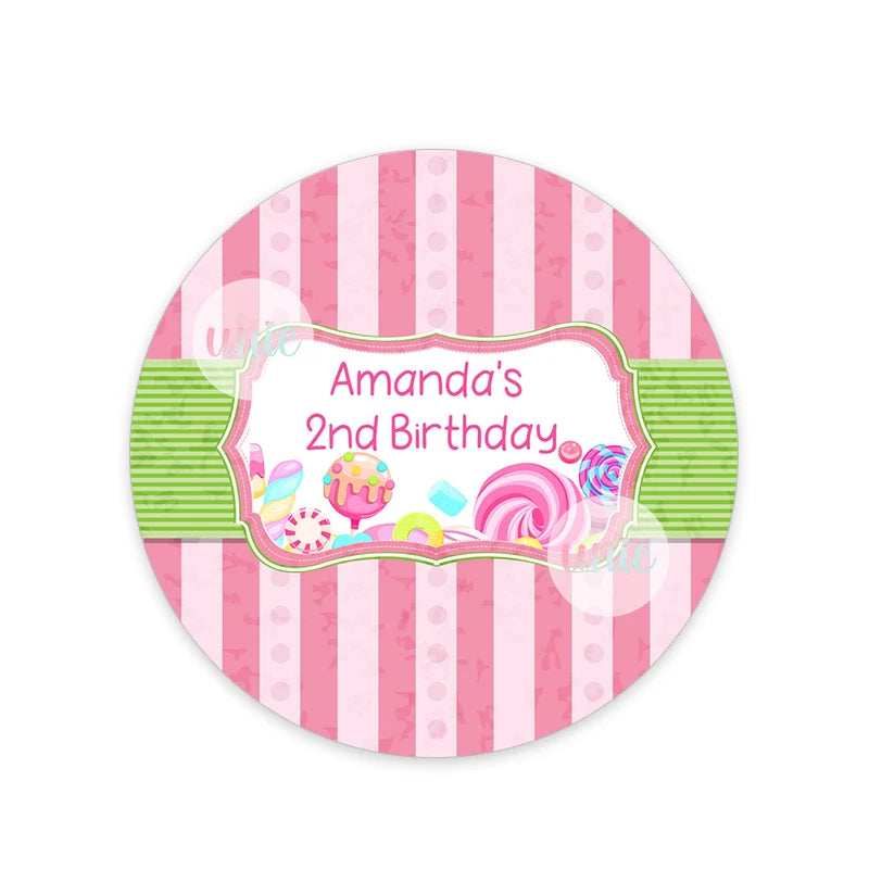 Candy Ice Cream Sweet Party Birthday Decor Labels Custom Baby Shower Party Personalise Any Text Stickers Candy Land World