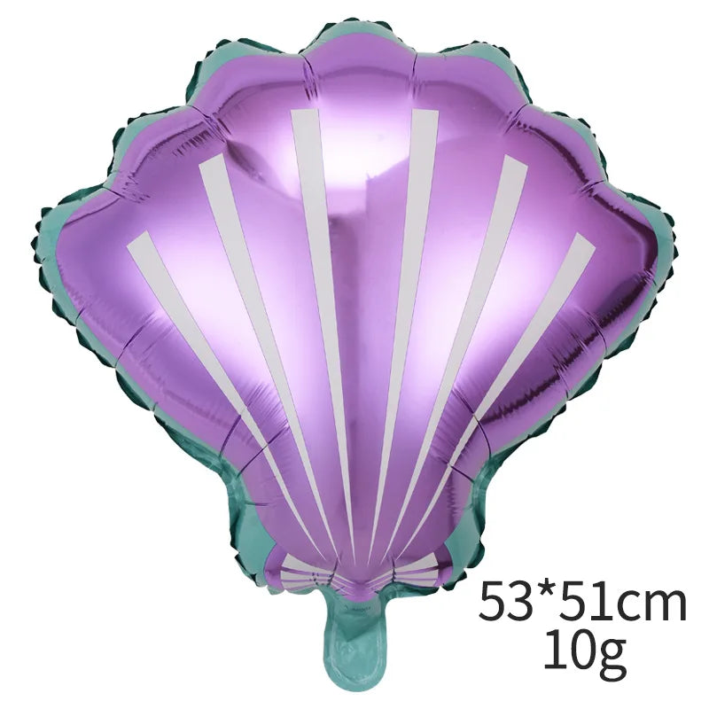 3PCS Purple Mermaid Princess Balloon Set Aluminum Film Shell Balloon Under The Sea Mermaid Baby Shower Wedding Decoration