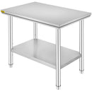 SucceBuy Kitchen Work Bench Commercial Catering Table Worktable with Undershelf Stainless Steel 330LBS 286LBS Restaurant Garage