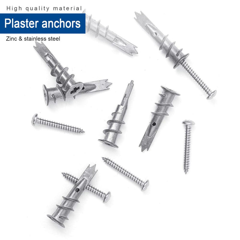 NINDEJIN 120pcs/set Self Drilling Anchor Zinc Alloy Hollow Wall Drywall Anchor with Screw Anchor for Wall Hanging